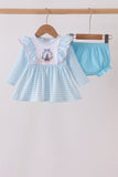 Blue Castle Embroidery Ruffle Bloomer Set - Aaria Tees Aaria Tees
