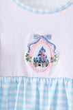 Blue Castle Embroidery Ruffle Pants Set - Aaria Tees Aaria Tees