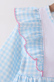 Blue Castle Embroidery Ruffle Pants Set - Aaria Tees Aaria Tees