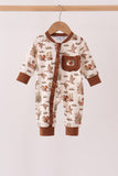 Brown Duck Embroidery Ruffle Romper - Aaria Tees Aaria Tees