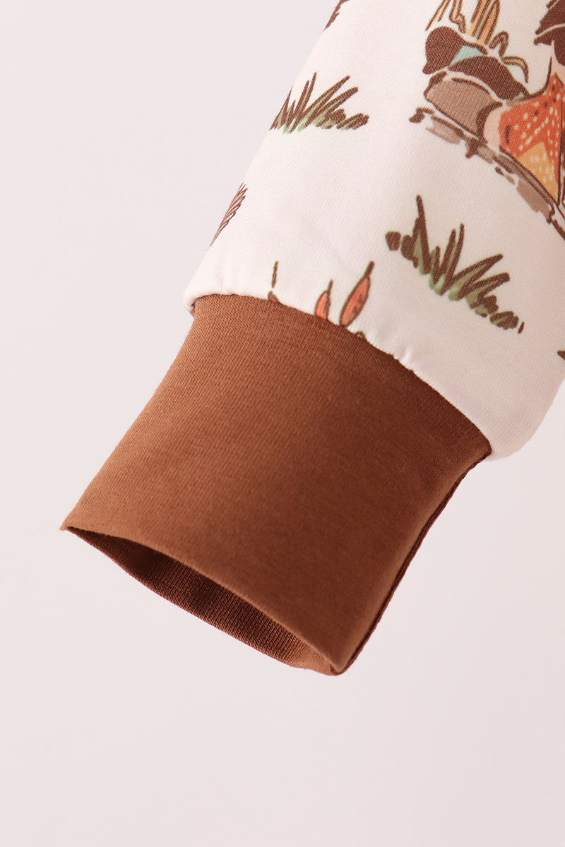 Brown Duck Embroidery Ruffle Romper - Aaria Tees Aaria Tees
