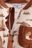 Brown Duck Embroidery Ruffle Romper - Aaria Tees Aaria Tees