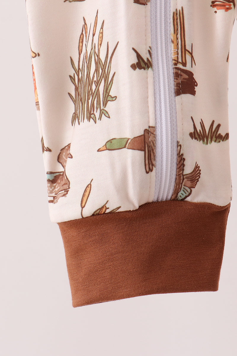 Brown Duck Embroidery Romper - Aaria Tees Aaria Tees