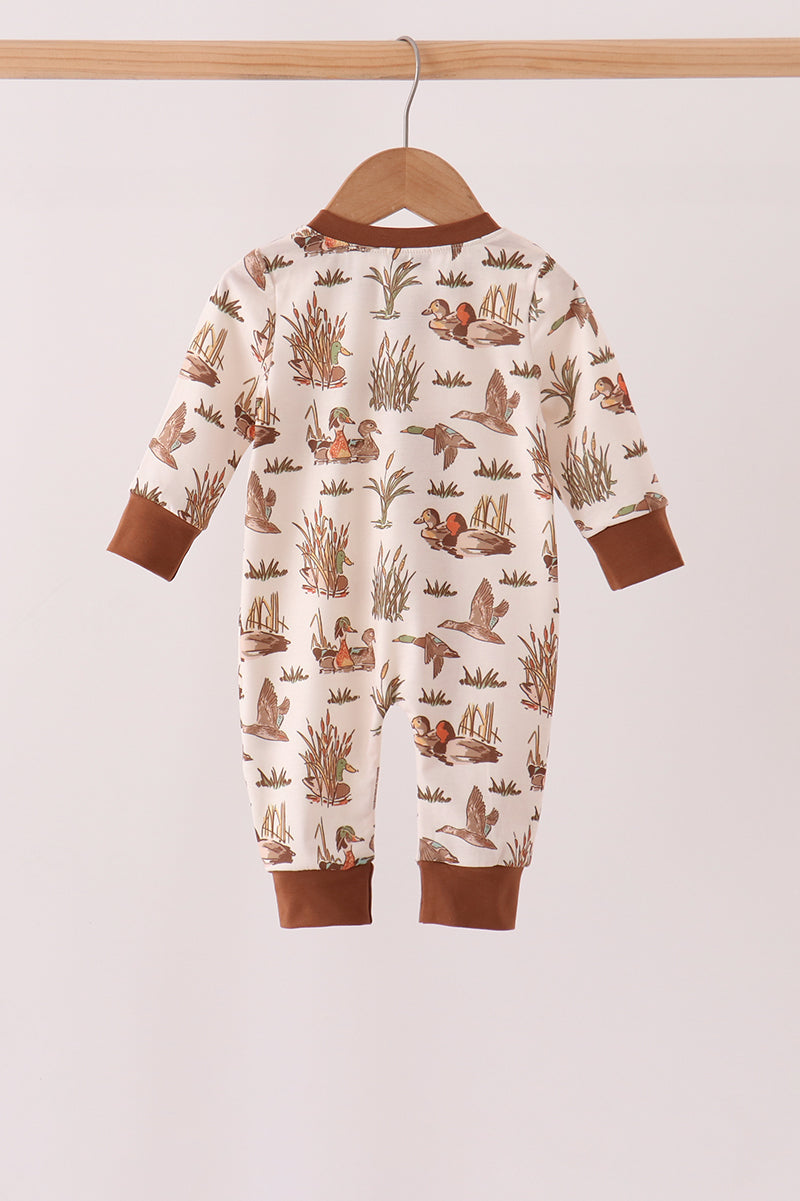 Brown Duck Embroidery Romper - Aaria Tees Aaria Tees