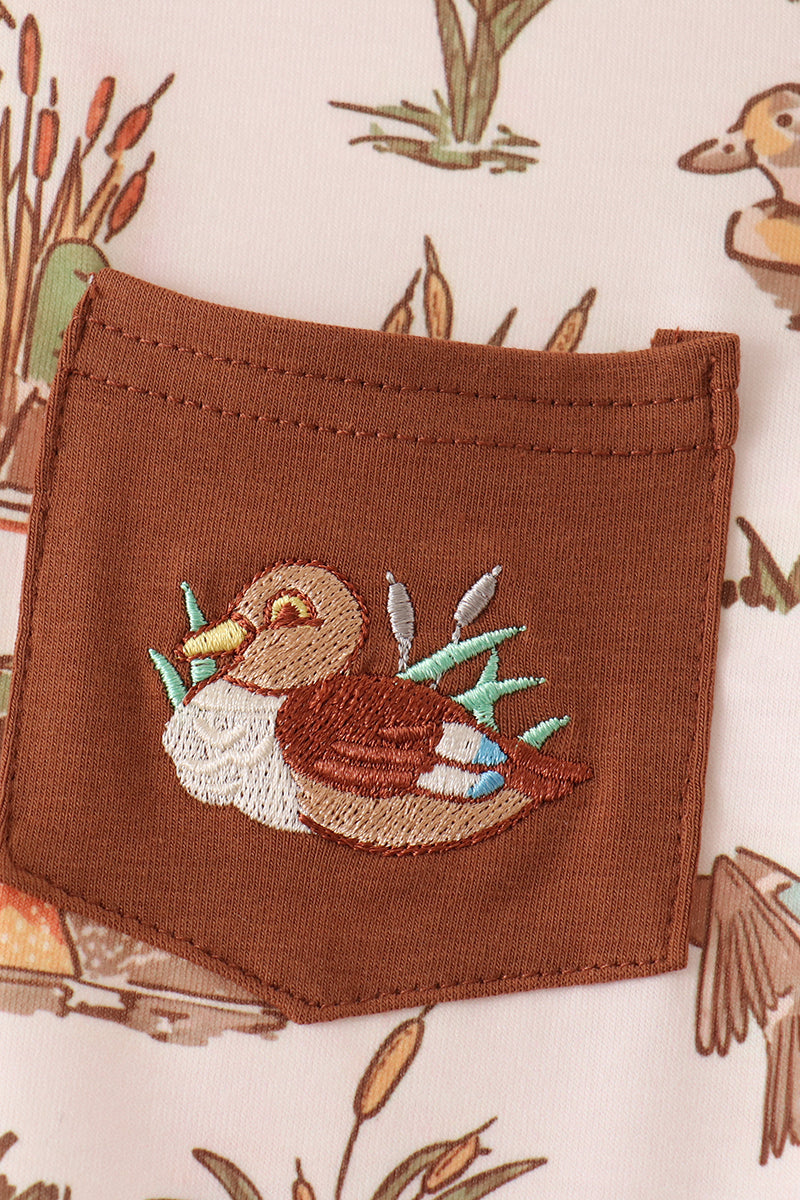 Brown Duck Embroidery Pants Set - Aaria Tees Aaria Tees