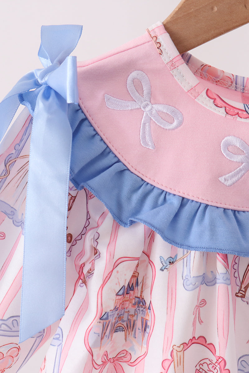 Pink Character Bow Embroidery Bloomer Set - Aaria Tees Aaria Tees