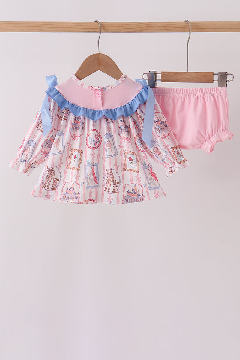 Pink Character Bow Embroidery Bloomer Set - Aaria Tees Aaria Tees