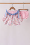 Pink Character Bow Embroidery Bloomer Set - Aaria Tees Aaria Tees