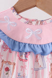 Pink Character Bow Embroidery Bubble - Aaria Tees Aaria Tees