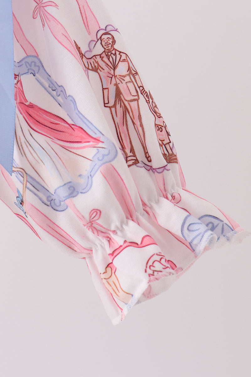 Pink Character Bow Embroidery Bubble - Aaria Tees Aaria Tees