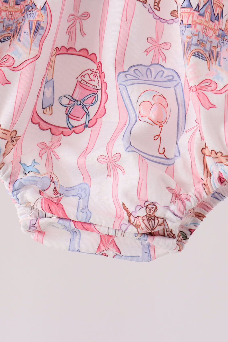 Pink Character Bow Embroidery Bubble - Aaria Tees Aaria Tees