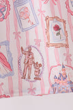 Pink Character Bow Embroidery Dress - Aaria Tees Aaria Tees