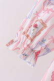 Pink Character Bow Embroidery Dress - Aaria Tees Aaria Tees