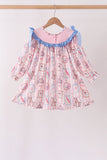 Pink Character Bow Embroidery Dress - Aaria Tees Aaria Tees