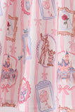 Pink Character Bow Embroidery Ruffle Pants Set - Aaria Tees Aaria Tees