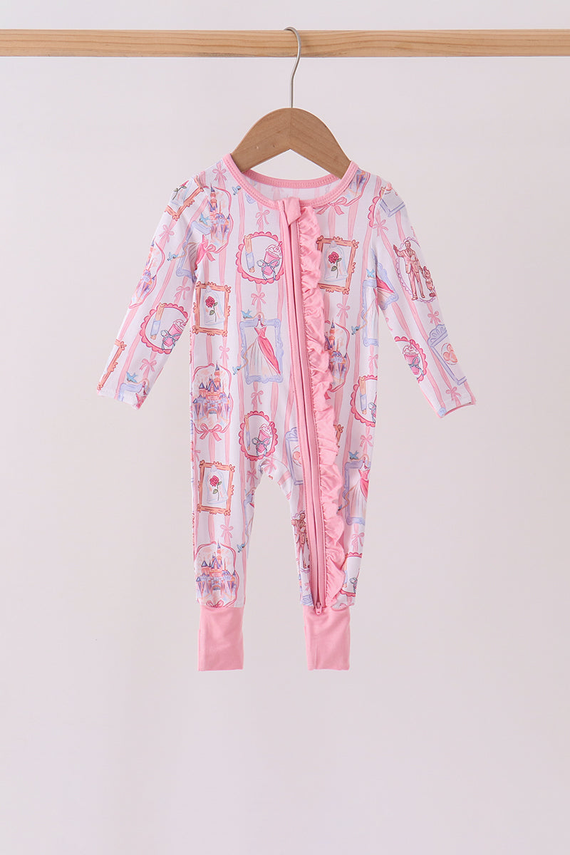 Pink Character Ruffle Bamboo Romper - Aaria Tees