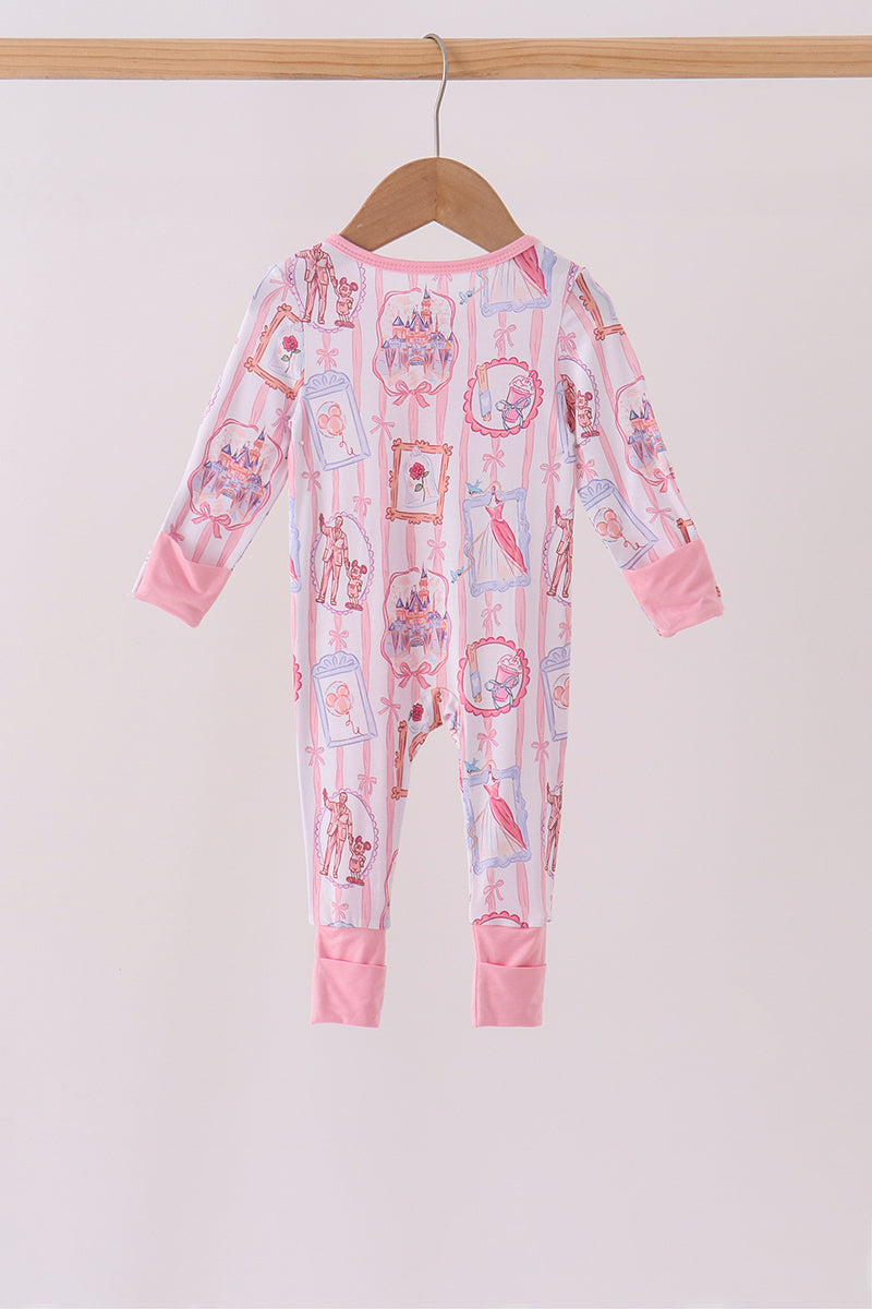 Pink Character Ruffle Bamboo Romper - Aaria Tees Aaria Tees