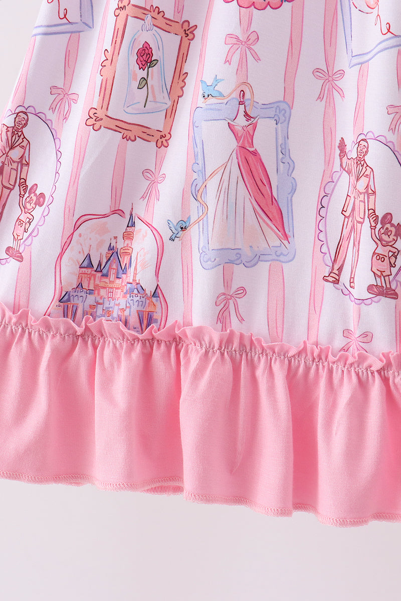 Pink Character Ruffle Bamboo Dress - Aaria Tees Aaria Tees