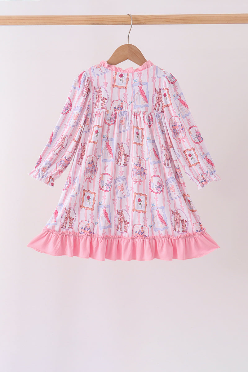Pink Character Ruffle Bamboo Dress - Aaria Tees Aaria Tees