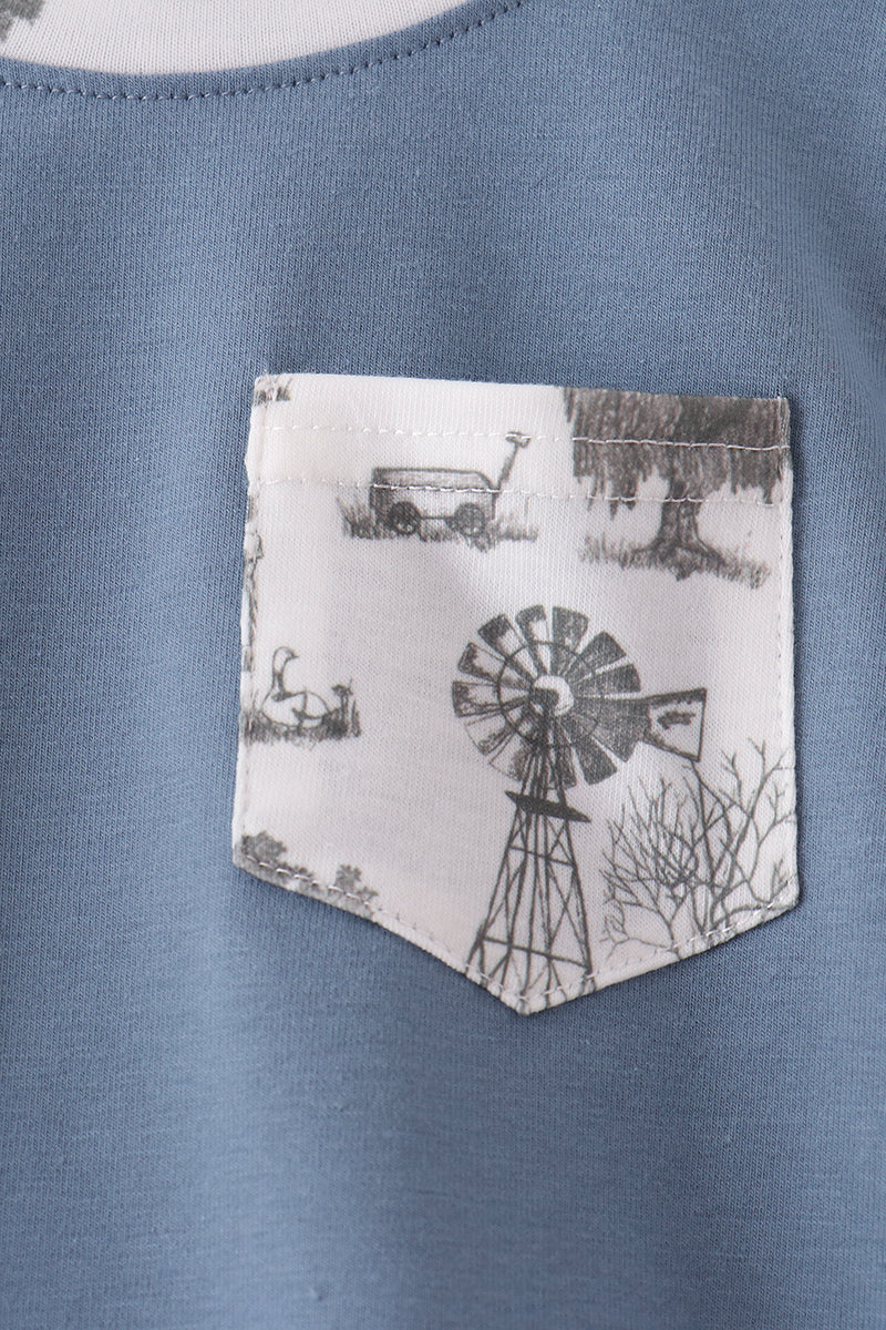 Blue Farm Pocket Bubble - Aaria Tees Aaria Tees