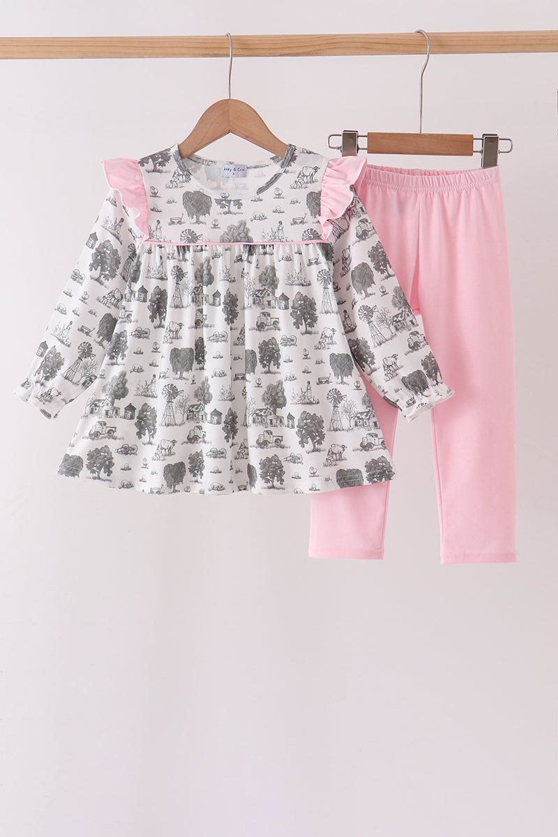 Pink Farm Ruffle Pants Set - Aaria Tees