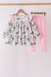 Pink Farm Ruffle Pants Set - Aaria Tees Aaria Tees