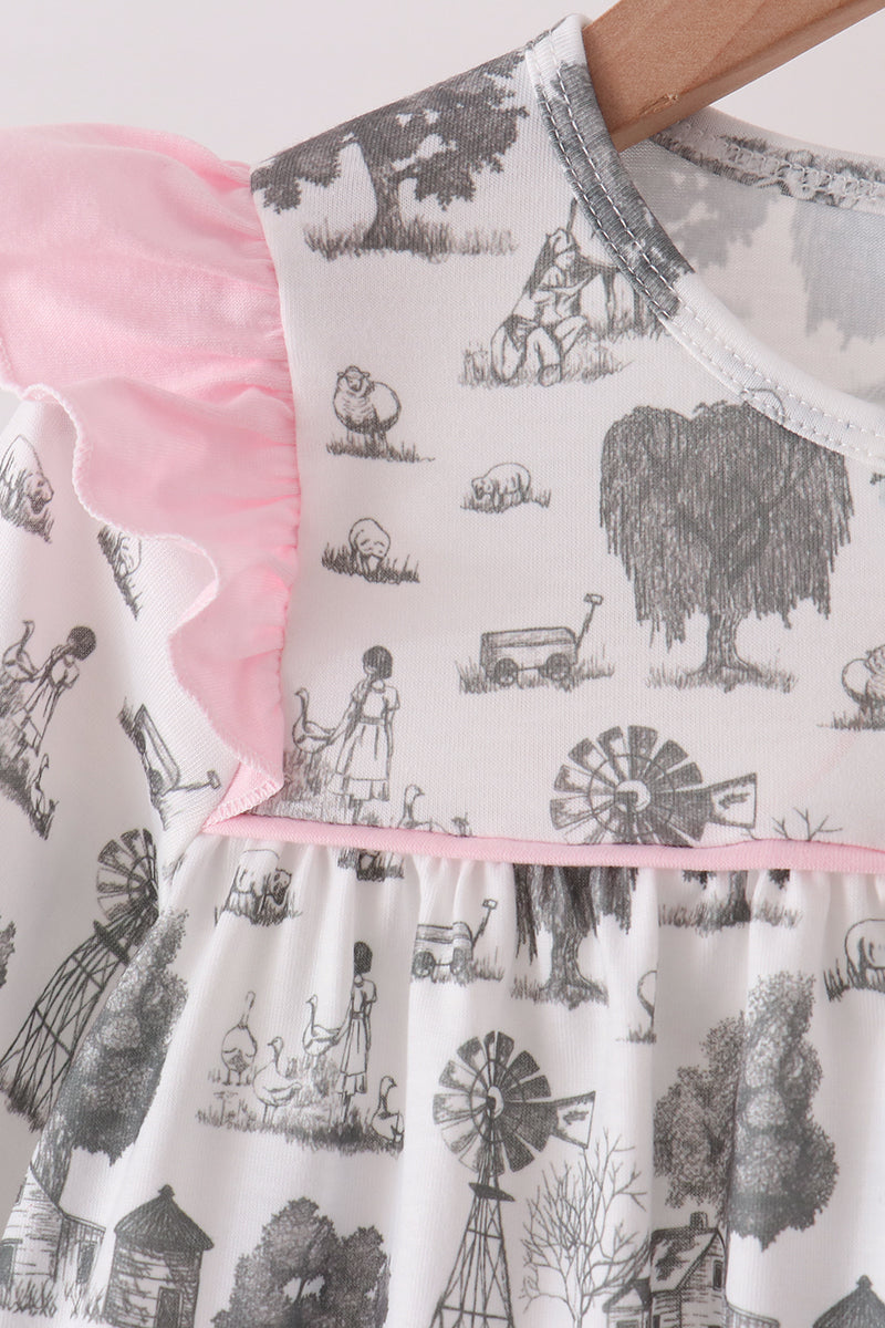 Pink Farm Ruffle Pants Set - Aaria Tees Aaria Tees