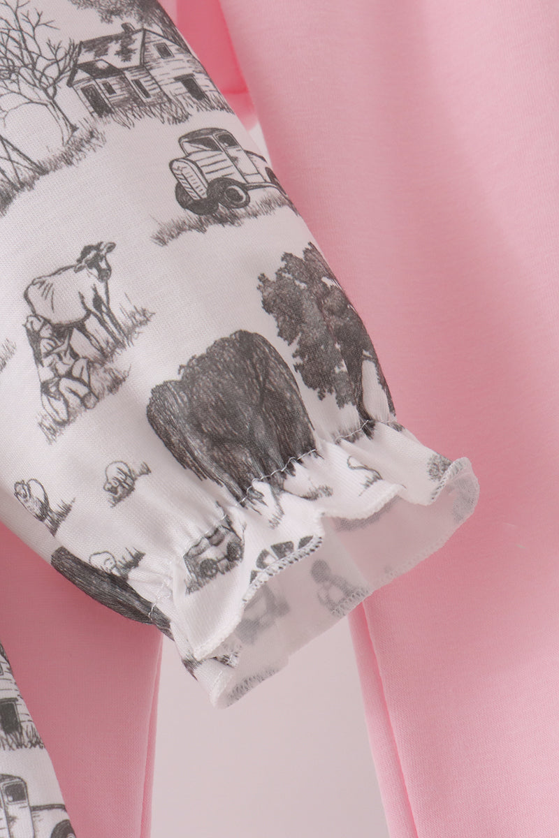 Pink Farm Ruffle Pants Set - Aaria Tees Aaria Tees