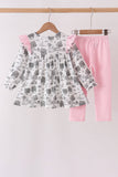 Pink Farm Ruffle Pants Set - Aaria Tees Aaria Tees