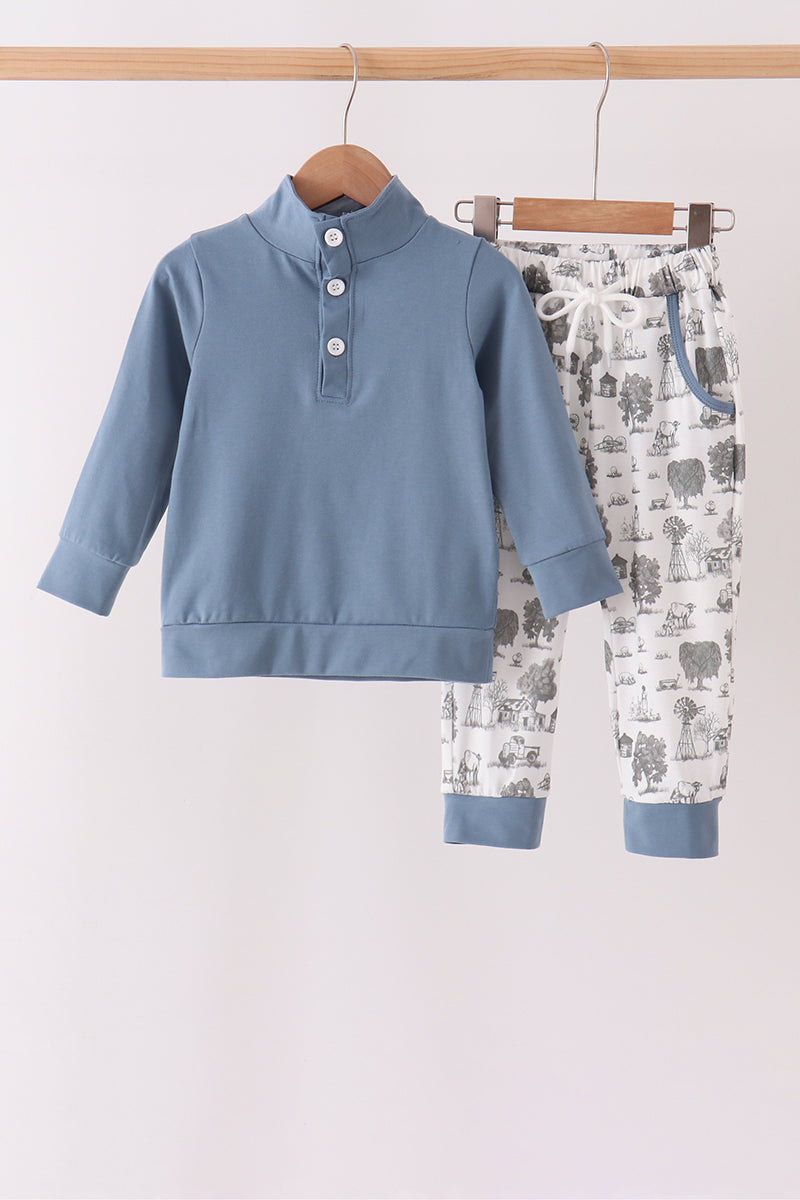 Blue Farm Pants Set - Aaria Tees