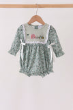 Green Farm Floral Embroidery Ruffle Bubble - Aaria Tees Aaria Tees