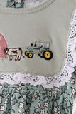 Green Farm Floral Embroidery Ruffle Bubble - Aaria Tees Aaria Tees