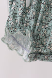 Green Farm Floral Embroidery Ruffle Bubble - Aaria Tees Aaria Tees