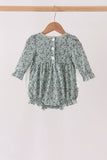 Green Farm Floral Embroidery Ruffle Bubble - Aaria Tees Aaria Tees