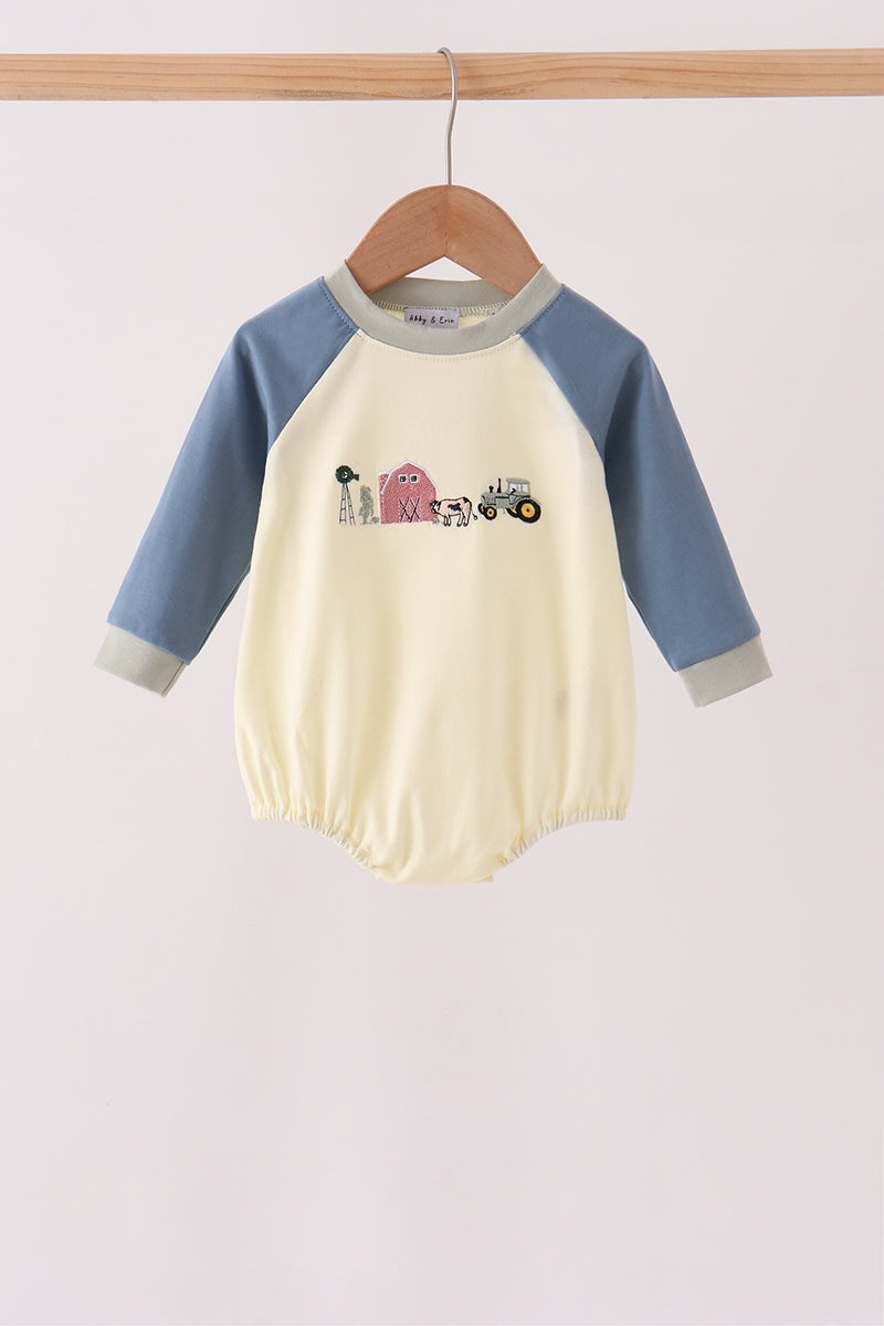 Navy&yellow farm embroidery bubble - Aaria Tees Aaria Tees