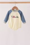 Navy&yellow farm embroidery bubble - Aaria Tees Aaria Tees