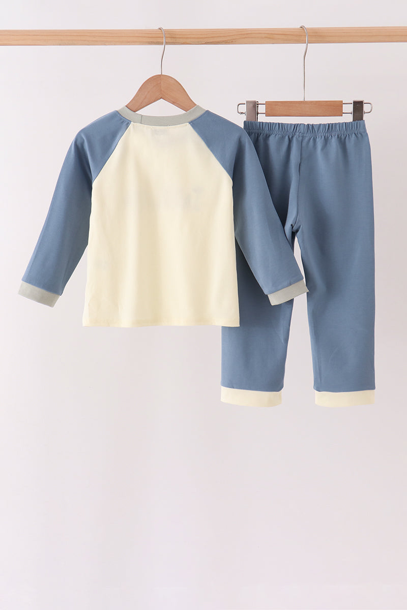 Navy&yellow farm embroidery Pants Set - Aaria Tees Aaria Tees