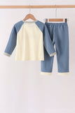 Navy&yellow farm embroidery Pants Set - Aaria Tees Aaria Tees