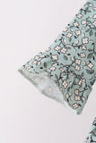 Green Farm Floral Embroidery Ruffle Pants Set - Aaria Tees Aaria Tees