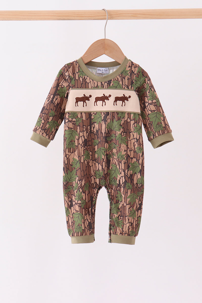 Camouflage Moose Embroidery Romper - Aaria Tees