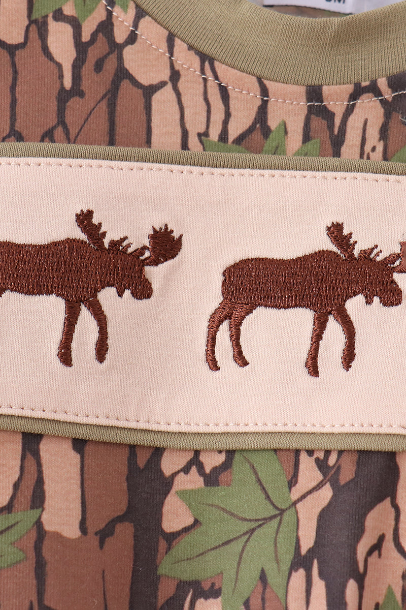 Camouflage Moose Embroidery Romper - Aaria Tees Aaria Tees