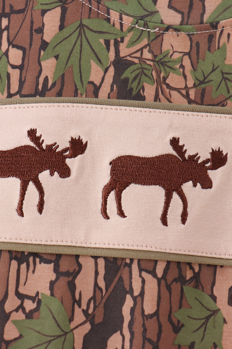 Camouflage Moose Embroidery Top - Aaria Tees Aaria Tees