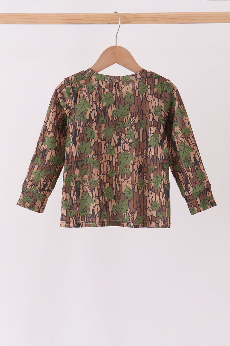 Camouflage Moose Embroidery Top - Aaria Tees Aaria Tees