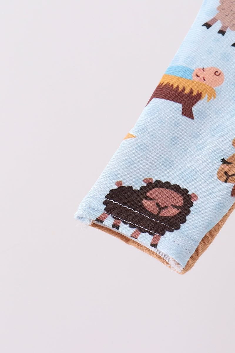 Blue Nativity Zip Bamboo Romper - Aaria Tees Aaria Tees