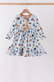 Blue Nativity Ruffle Bamboo Dress - Aaria Tees Aaria Tees
