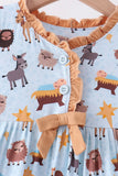 Blue Nativity Ruffle Bamboo Dress - Aaria Tees Aaria Tees