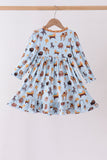 Blue Nativity Ruffle Bamboo Dress - Aaria Tees Aaria Tees