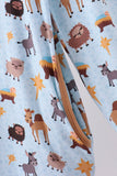 Blue Nativity Ruffle Bamboo Mom Dress - Aaria Tees Aaria Tees
