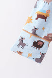Blue Nativity Ruffle Bamboo Mom Dress - Aaria Tees Aaria Tees