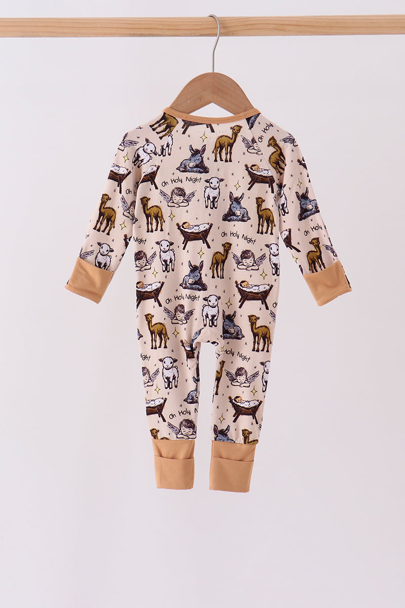 Oh Holy Night Ruffle Zip Bamboo Romper - Aaria Tees Aaria Tees
